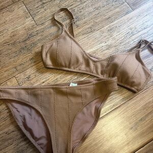 Aerie Brown Scoop Neck Bikini